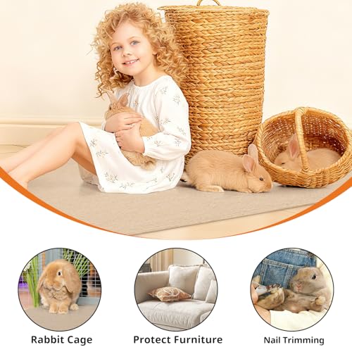 15.7 x 39.3 Inch Self-Adhesive Rabbit Scratch Mat, Cut-to-Fit | Large Surface Supports Chewing, Nail and Tooth Care, Resting and Nesting across Cages, Stairs or Furniture