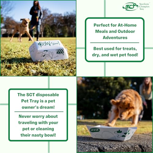 SCT, Small Disposable Pet Food Bowl, 1/2 Cup (50 Quantity) Pet Food Tray, Travel Pet Bowl, Feeding Kittens, Puppies, Cats, and Dogs, Wet Food and Dry Food, 6 oz Capacity - size: Small