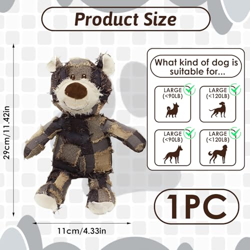 MAXBECK Dog Companion for Heavy Chewers-New Plush Robust Bear Dog Toy, Resistant Squeaky Dog Toys for Heavy Chewers, Tough Stuffed Plush Dog Toys for Aggressive Chewers - color: D-Purple
