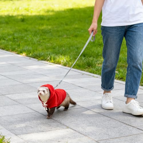 Small Pet Harness Vest and Leash Set Ferret Clothes Hoodies for Ferrets for Outdoor Walking Rabbit Ferret Guinea Pig Bunny Hamster Puppy Kitten (red Clothes + Leash) - color: red clothes + leash
