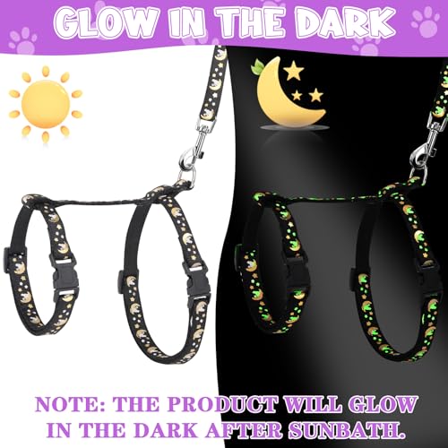2 Pack Cat Harness and Leash with Collar Set, Escape Proof Cat Harness Adjustable Kitten Harness Glow in The Dark for Small Medium Cats | Adjustable Kitten Harness Glow in The Dark for Small Medium Cats - color: Multicolor