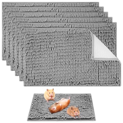 6 Pcs Guinea Pig Cage Liner, 20x12 Inch Washable Fleece Bedding Mats | Reusable Guinea Pig Bedding & Pee Pads for Small Animals, Rabbit - color: Gray, size: 20x12 Inch