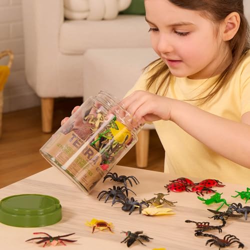 Terra by Battat Insect World Bug Toys, 60 Mini Figures in Tube, Insects | 60 toy bugs in 12 realistic designs with ants, scorpions, beetles, dragonflies and more in a storage tube, Insects, 3+ Years - style: 60pcs Insects & Bugs