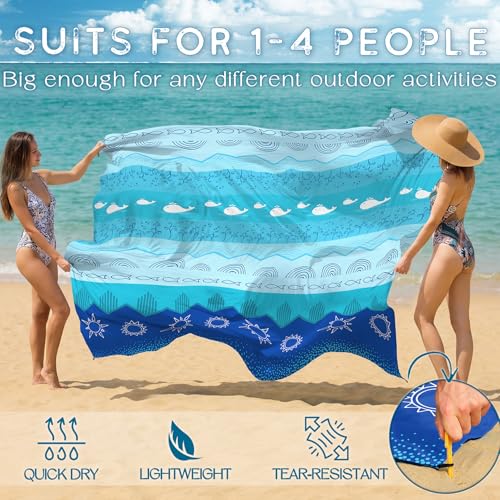 BYDOLL Beach Blanket Waterproof Sandproof,78''X81''/78''X110'' Large Sand Free Oversized Lightweight Sand Resistant Blanket, Picnic Mat for Beach Travel Camping Hiking Essentials - color: Boho Sea, size: 78''X81"