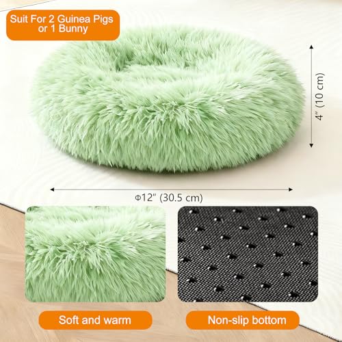 Bunny Rabbit Hideout Bed Small Animal Bedding Donut-Shaped Burrowing Pet Bed Soft and Warm Hideaway with Spandex and Fleece Bottoms Cozy Carrier, Cage Accessories - color: Green