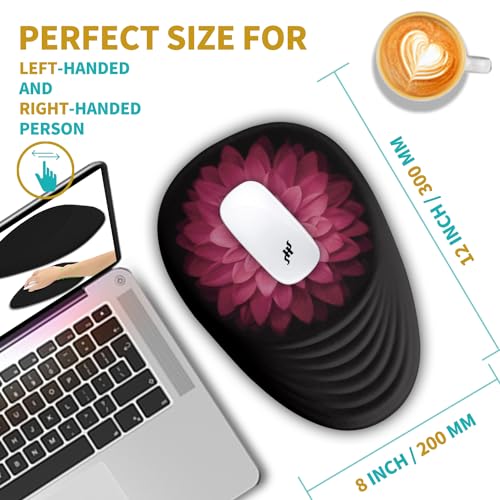 Hokafenle Ergonomic Mouse Pad Wrist Support with Stepped-Wedge Design, Wrist Rest Pain Relief Mousepad Filled with Memory Foam, Carpal Tunnel Mousepad for Wireless Mouse(12x8 inch, Pink Flower) - color: KM015-Pink Flower
