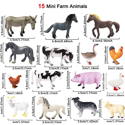 15 Pcs Mini Figures Toys Realistic Farm Animal Figurines, Plastic Learning Educational Playset Animal Themed Party Supplies Cake Topper Ornaments for Easter Egg Birthday Christmas - size: 15 Pcs Small Figurines