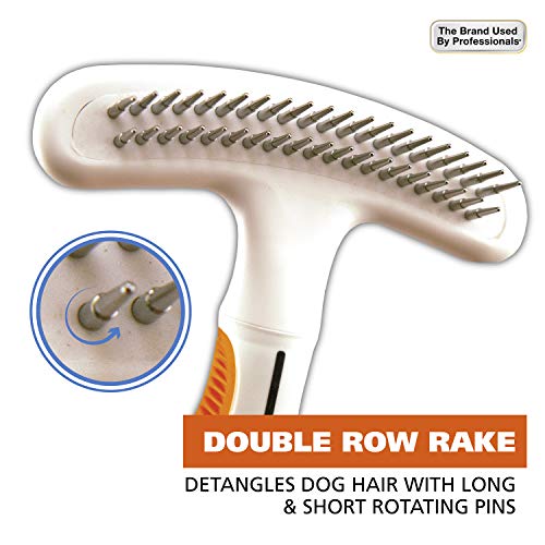Wahl 2-in-1 Combination Double Row Pet Rake with Hair Shedding Blade | De-Shed And Detangle Dog Or Cat Fur With One Combo Tool, The Brand Used By Professionals – Model 858424 - size: 1 Count (Pack of 1)