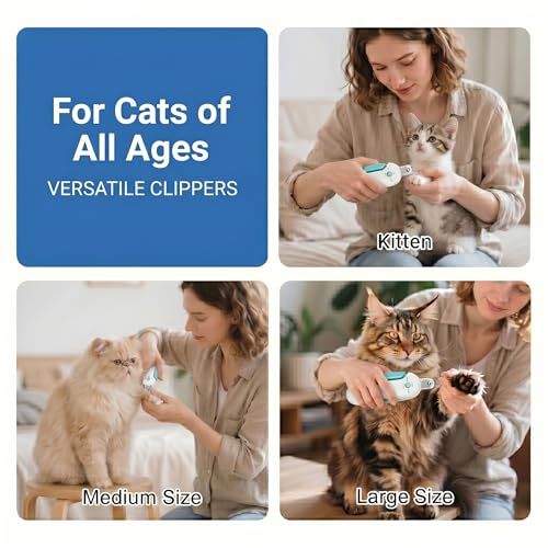 Cat Nail Clippers, Adjustable Hole Anti Over Cutting Trimmer with Hidden File & Anti-Splash Storage for Small Pets (Pink) - color: Pink