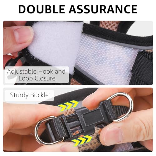 SCENEREAL Cat Harness & Leash Set Escape Proof - Adjustable Air Mesh Vest with Reflective Strips for Kittens, Puppies, Rabbits, Khaki Leopard S - color: Khaki Leopard, size: Small(Fit Chest 11.3-12.5in)