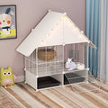 DuvinDD 2-Story Small Rabbit Cage Indoor Bunny Hutch with 2 Deep Pull-Out Trays and Urine Guard, Guinea Pig Cage Metal Wire Netting Villa, Small Animals House for Ferret, Chinchilla, Hedgehog - color: White