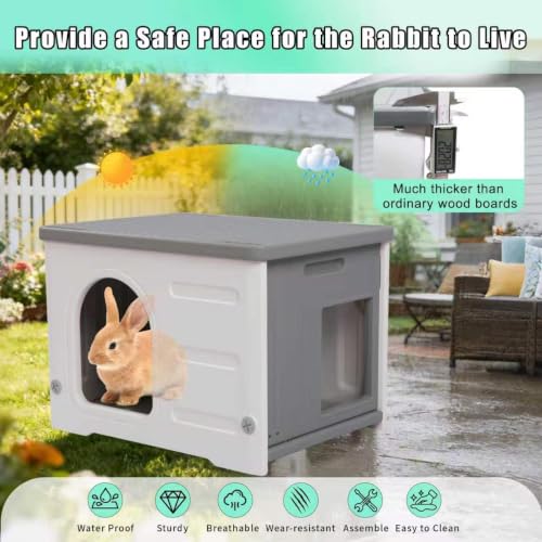 Plastic Rabbit Hutch for Indoor & Outdoor, Featuring Urine Barrier and Pull-Out Tray, Pet Habitat for Small Animals, Rabbit Cage Easy Cleaning and Assembly - size: 20.8“L*16” W*16“