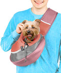 Cuddlissimo Small Dog Sling Carrier, Pet Cat Sling, Puppy Pouch - Red-S | Teacup & toy breeds under 6 lbs, Yorkie, Chihuahua, kitten, wearable purse-style shoulder bag, hands-free chest carrying - color: Rosy Brown