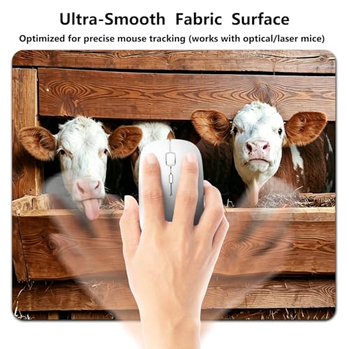 Funny Cow Portrait Mouse Pad, Rustic Old Wood Barn Desk Mat | 9.5"x 7.9", Red and White Farm Animal, Cute Smooth & Anti-Slip Mousepad - color: Colorful Design Wknoon-Art 17