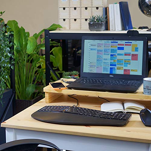 Perixx PERIBOARD-330B, Wired Ergonomic Keyboard with Adjustable Wrist Rest, Illuminated Keys, and Membrane Low Profile Keys, 2 Extra USB Ports, US English Layout - style: Wired Backlit Keyboard
