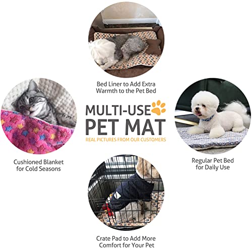 Mora Pets Cat Bed Ultra Soft Dog Crate Pad Star Print 14 x 17.5 inch Brown | Washable Crate Mat for Small Dogs and Indoor Cats, Reversible Fleece Dog Kennel Pad, Flat Pet Bed, Cat Carrier Mat - color: Brown, size: 18-Inch