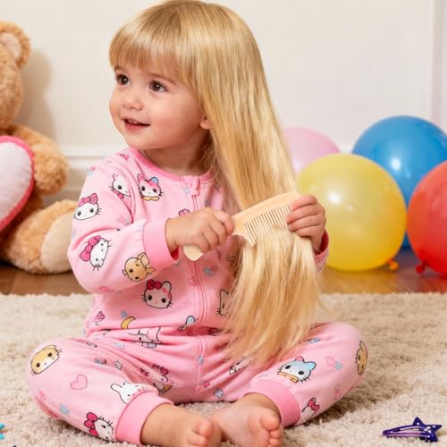 8Pcs Baby Hair Comb Set with Cute Bear Pattern, Safe Rounded Tooth Toddler Hair Brushes & Rat Tail Combs for Kids, 4 Color Cute Infant Grooming Kit for Girls & Boys,Travel Friendly