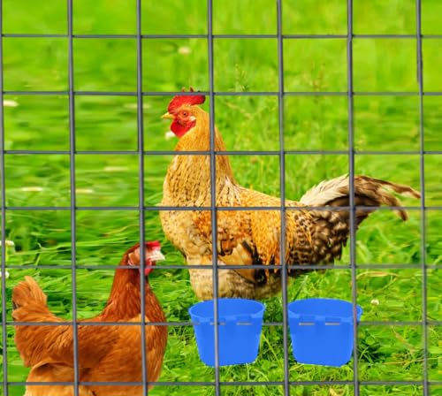 Pack of 40 Cage Cups Birds Feeders Seed Bowl Chicken Feeding Watering Dish Rabbit Water Food Hanging Wire Cages Box 8 oz Coop Cups for Pet Parrot Parakeet Game Fowl Poultry Pigeon - color: Blue 40 packs 8oz