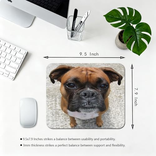 9.5x7.9 Inch Office/Gaming Mouse Pad, Adorable Boxer Dog with a Sad Expression Lovely Puppy Pet Funny Face Close-up Cute Anti-Slip Mat for Desk - color: Colorful Pattern Art03