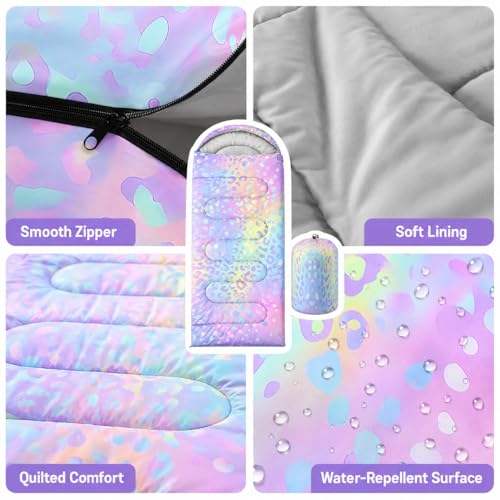 AILONEN Midnight Meow Sleeping Bag, Charcoal Cat Eyes Crescent Graphic, Portable Camp Sack Sleepover Style - color: Rainbow4