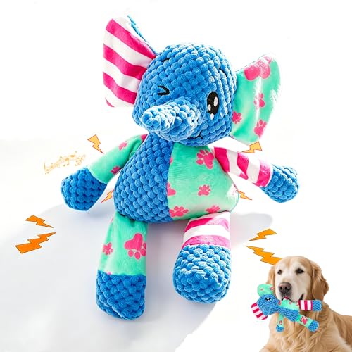 Dog Squeak Toys for Small & Medium Breeds, Puppy Teething Interactive Chewing Plush Toy to Keep Them Busy, Best Birthday, Christmas, Halloween, Easter Gift, Elephant - color: Elephant