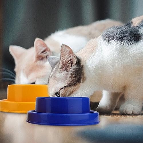 Ants Away Dog Bowl Cat Puppy Food Bowls Round No Spill Yellow S | Ant proof, safe food-grade plastic, anti-slide bottom, ant-block moat barrier, standard feeding size for Cats and Puppies - color: Yellow, size: Small