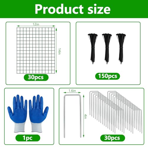 10 Pack 12x14 Inch Plant Cages, Metal Garden Protector from Animals | Garden Cloche, Plant Guard Barrier, Stakes & Zip Ties, Rabbit Squirrel Protection, Seedlings, Herbs, Vegetable Garden Beds - color: 10 Pack, size: 12x14 IN