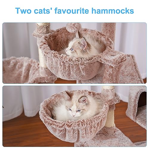 Hey-brother Cat Tree Tower with Large Bed, Hammocks, Scratcher, MPJ006SMU | 35.4 Inches Cat House with Cozy Condo, Sisal Scratching Posts for Indoor Cats, Muchroom - color: Muchroom, size: 35.4 inch