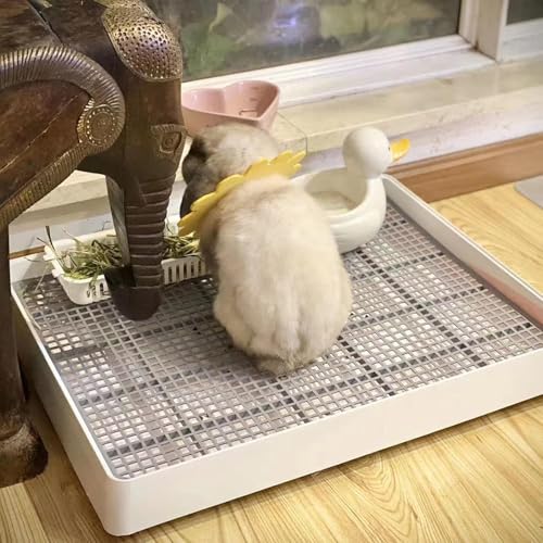PODOO Rabbit Litter Box – Training Potty Tray for Guinea Pig & Small Pets · Spacious Grid Pan with Low Entrance, Easy-Clean & Odor-Resistant—Helps Keep a Clean Cage and Reduce Mess - size: Medium+cleaning tools