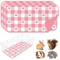 JarThenaAMCS 3 Pcs Checkered Guinea Pig Pee Pads 24 x 47 in Pink White Heart Reusable Bunny Squirrel Mat Washable Small Animal Cage Liner for Valentine's Day Rabbit Hamster Chinchilla Ferret Rat