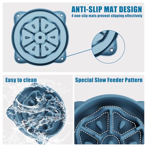 Slow Feeder Dog Bowls Large Breed, Dog Food Bowl Large Anti-Choking Bloat Stop Puzzle Healthy Eating Bowl (Blue, 4 Cup) - color: Blue, size: 4 Cup