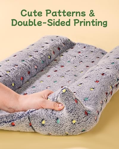 16 x 14 in Bunny Bolster Bed for Rabbits Cats Dogs and Other Small Pets, Reversible Fleece Flop Bedding with Padded Sides - color: Gray, size: 16*14in