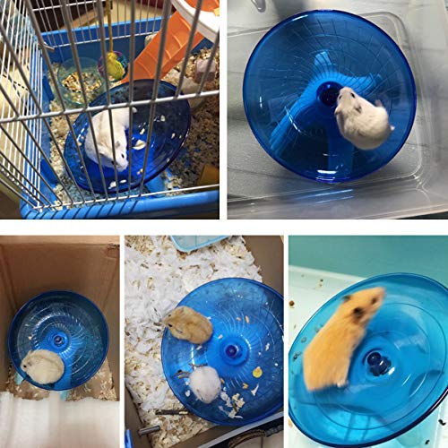 Hamster Flying Saucer Silent Running Exercise Wheel for Gerbil Rat Mouse Hedgehog Small Animals (Blue) - color: Blue