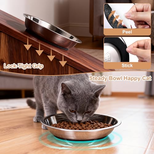 2 Pcs Stainless Steel Cat Bowls, Cats Food Bowls Whisker Friendly, 7 Inch/18cm Non-Slip Pet Bowl Cat Dish Feeding Bowls for Puppy, Small Dogs, Rabbits