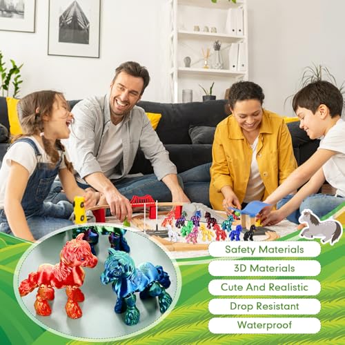 Honoson 12 Pcs 3D Printed Animals 5-7cm, Horse | Articulated Fidget Animals, Flexible 3D Printed Figures for Stress Relief, Cute Mini Joints for Party Favors and Display - size: 5-7cm, style: Horse