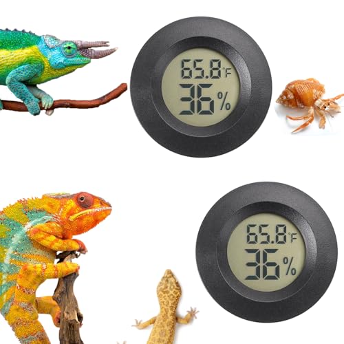 Reptile Thermometer and Humidity Gauge Digtal Terrarium Thermometer Circular Bearded Dragon Cage Accessories Reptile Temp and Humidity Gauge for Leopard Gecko Hermit Crab Gecko Lizard Etc 2pc - size: Circular
