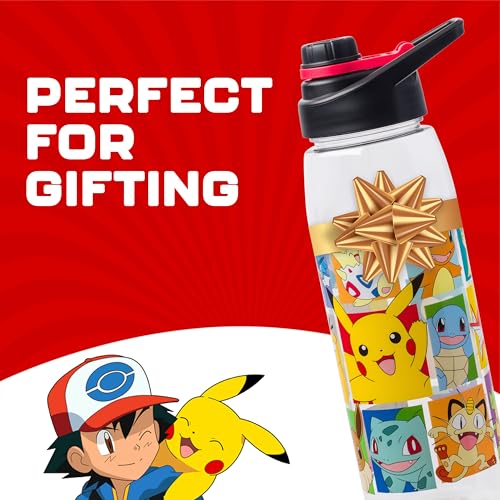 Silver Buffalo Pokémon Pikachu, Snorlax, Screw-On Lid Water Bottle, 28oz | Squirtle, Charmander, Bulbasaur, Togepi, Meowth, Lapras, Gengar, Jigglypuff, Mewtwo, Onix, Gyarados, Psyduck, Eevee, 0.83L - color: Pokemon, size: 28 Ounces