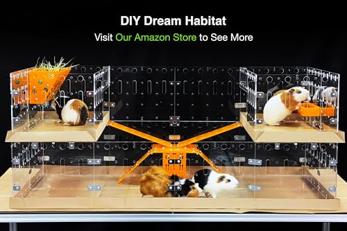 GuineaLoft™ Model-A Acrylic Guinea Pig Cage - Large 4x2ft Expandable C&C Cage, Works Also for Small Roaming Animals Like Rabbits, Button Quails, Hedgehogs - color: Model-A
