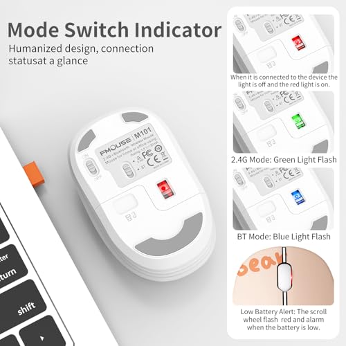 FMOUSE Cute Cartoon Silent Wireless Mouse, Dual Mode Bluetooth & USB 2.4G | Kerry Bear Pattern, Ideal for Kids Back to School & Office | AA Battery Powered | Compatible with Laptop Mac iPad Tablet - color: Kerry Bear