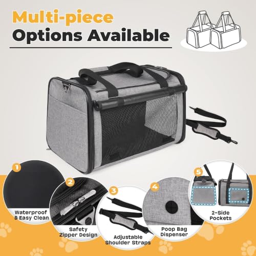 YUDODO 25lbs Cat Carrier Lightproof Soft Sided Pet Carrier for Large Cat | Airline Approved, Lightproof Breathable Design, Side Pockets, Durable Mesh, Foldable and Portable, Grey - color: Grey