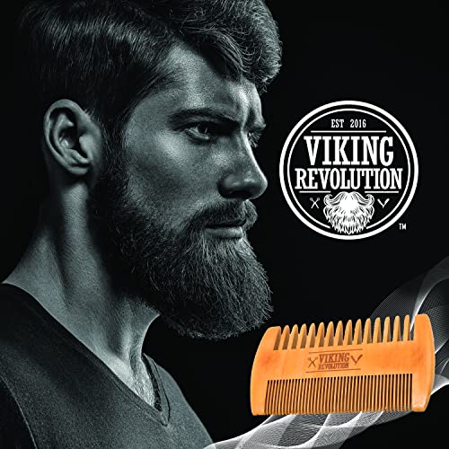 Viking Revolution Wooden Beard Comb and Case - Pocket Comb - style: Beard Comb