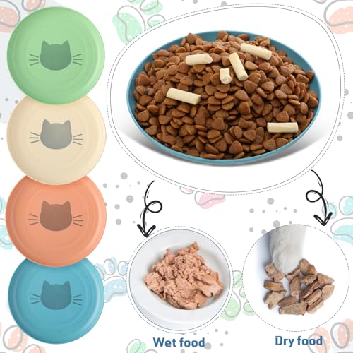 16 Pcs Fatigue Relief Cat Bowl, 5.8 Inch Shallow and Wide Pet Water and Food Dishes Kitten Wheat Straw Wet Feeding Bowl for Indoor Cat Stray Kitten Ferrets