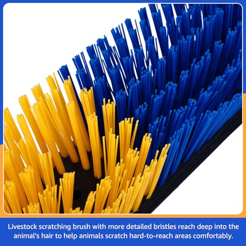 2Pcs Livestock Scratching Brush for Cow, Horse, Goat & Sheep - PBT High Elastic Bristles Design, Animal Grooming & Itch Relief Brush for Barn Entrance, Fence Corner & Feeding Area