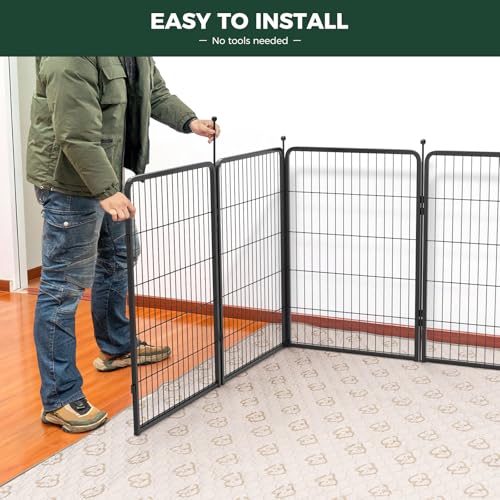 FXW Rollick Dog Playpen, Indoor, Yard & RV Camping, 40" H, 16 Panels | Easy setup, Heavy-duty, DIY layouts, for Medium & Large Dogs, Patented - color: Black, size: 40"H