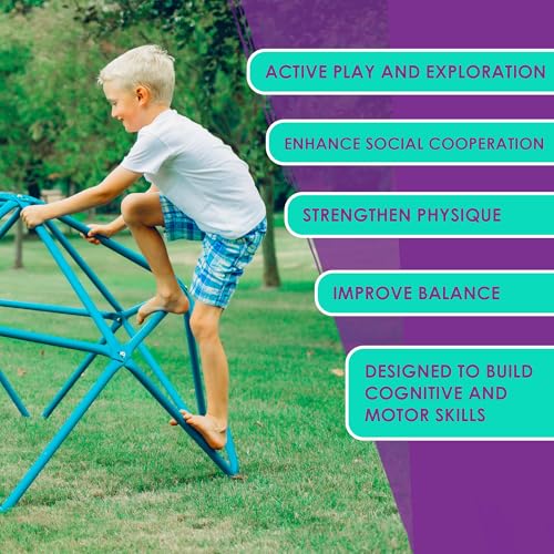 Plum Play Deimos, Jungle Gym, Climbing Dome Toys for Toddlers, Outdoor Play Equipment, Monkey Bars for Kids, Playground, Durable, Metal, Rust Resistant, Easy Assembly, Ground Anchors, Ages 3+, Teal - size: 4ft