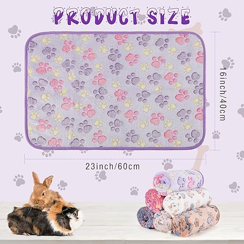 YUEPET 3 Pack Waterproof Guinea Pig Blankets, Fleece Cage Liners, M | Guinea Pig Fleece Cage Liners, Waterproof Backing, Machine Washable, Soft Fleece bunny blanket, 35 x 24 in - color: Purple+blue+beige+white+pink+coffee, size: S-23"×16"