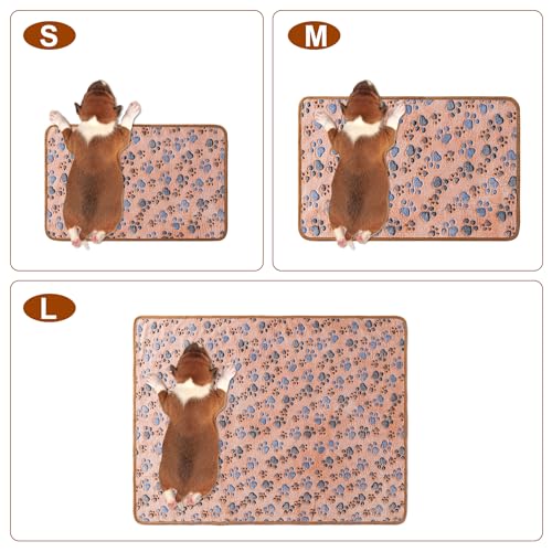 1 Pack 3 Blankets Super Soft Fluffy Premium Fleece Pet Blanket Flannel Paw Printed Throw for Dog Puppy Cat (Small 23x16'', Brown, Pink, White) - color: White, Pink, Brown, size: 23x16 inch(Pack of 3)
