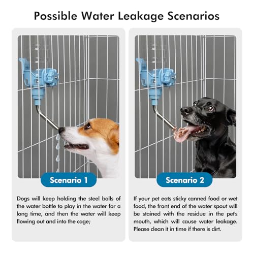 Vannon Dog Crate Water Bottle, 34oz Top-Fill Pet Water Dispenser, Blue | kennel water bottle helps keep pets hydrated longer with fewer refills and easy daily care. - color: Blue, size: 34oz