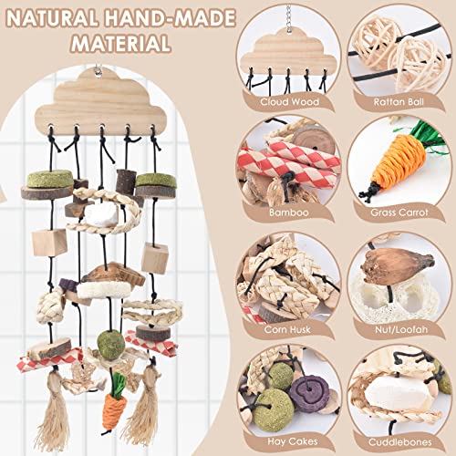 Bissap Rabbit Chew Toy, Bunny Cage Hanging Chew Toys and Treats Wooden with Snacks for Guinea Pigs Chinchillas Hamsters Rats and Other Small Pets Teeth Grinding - style: Style-1