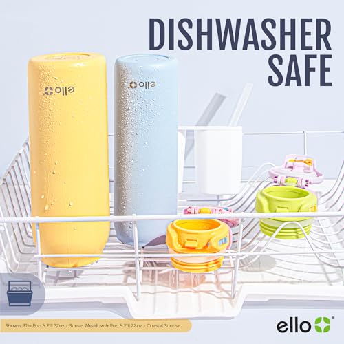 Ello Pop & Fill Insulated Stainless Steel Water Bottle with Quick Fill Lid, Leakproof Locking, Sip or Chug Spout, BPA-Free, Double Wall Vacuum Insulated for Sports, Travel & School- 22oz / 32oz / 40oz - color: Raincloud, style: 32oz